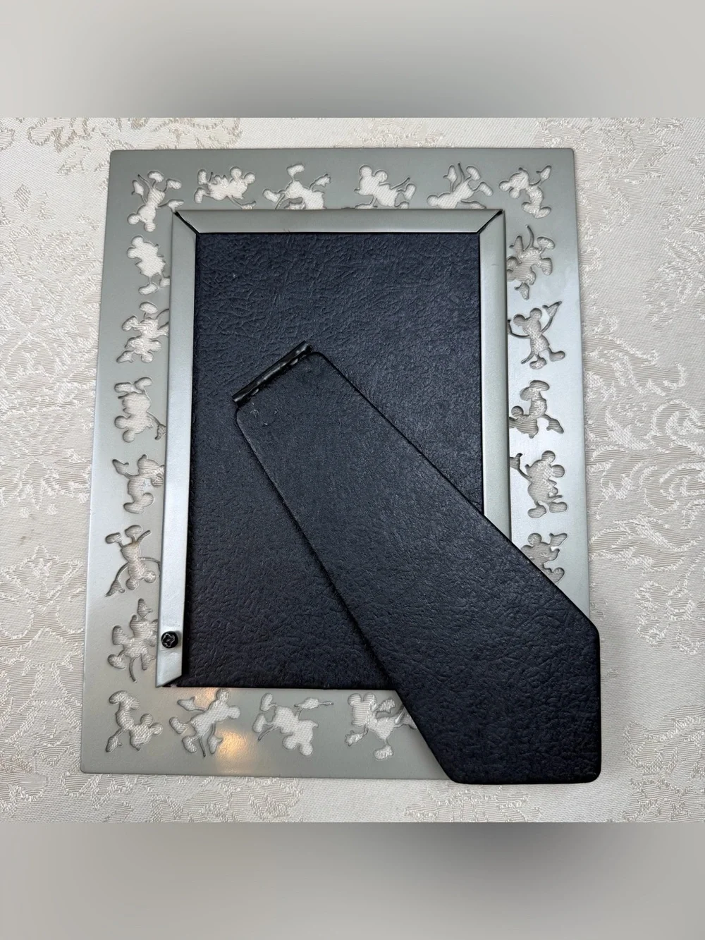 Vintage Disney Silver Mickey Mouse Cutout Photo Frame - 4x6”